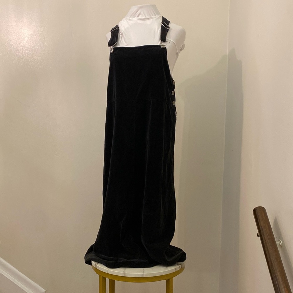 Classic Elements vintage 90s black velvet overall midi dress 10-12 grunge